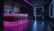 Dark night club scene after hours with moody neon lights