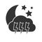 Dark night thunderstorm weather Icon on background