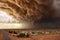 dark, ominous clouds above a sandstorm