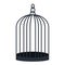 Dark open empty cage for birds or animals in vintage dome-shape. vector illustration