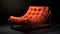 Dark Orange Leather Futon Chair In Hyperrealistic 32k Uhd