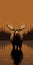 Dark Orange Moose In Water: Mobile Lock Screen Background