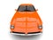 Dark orange vintage race fast car - top down front view