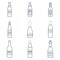 Dark outline alcohol bottles icons set