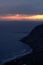 Dark overcast sunset over the Mediterranean sea