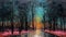 Dark Park Expressionism Painting