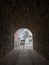 The dark passageway in city Hildesheim, Germany