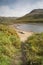 Dark peak district reservoir footpath