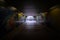 Dark pedestrian tunnel with one motion blurred cyclist, Abu Dhabi