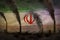 Dark pollution, fight against climate change concept - factory chimneys heavy smoke on Iran flag background - industrial 3D