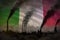 Dark pollution, fight against climate change concept - industrial 3D illustration of plant pipes heavy smoke on Italy flag