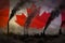 Dark pollution, fight against climate change concept - industrial pipes heavy smoke on Canada flag background - industrial 3D