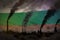 Dark pollution, fight against climate change concept - plant chimneys heavy smoke on Bulgaria flag background - industrial 3D