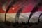 Dark pollution, fight against climate change concept - plant chimneys heavy smoke on Singapore flag background - industrial 3D