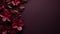 Dark Purple 3d Illustration Of Red Flowers On Minimalist Background