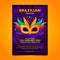 Dark Purple Brazilian Carnival Poster with colorful Mask and decorative elements