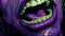 Dark Purple And Emerald Comic Book Mouth: Cyberpunk Close-up Illustration