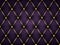 Dark purple leather capitone background texture. Violet glossy upholstery premium dark fabric texture. Retro Chesterfield style