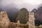 Dark rain clouds at Machu Picchu Inca city, Peru