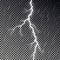 Dark raining sky and lightning bolt isolated on checkered background. Transparent rain effect. Reali