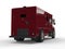 Dark red armored transport car - back view