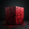 Dark Red Cube With Cracks - Minimalism Image