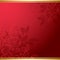Dark red floral card with gold ribbons - vector