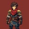 Dark Red And Light Indigo Anime Character With Armor And Scarf: Renaissance-inspired Fire Emblem Style