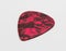 Dark red plastic guitar plectrum isolated on white background.