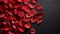 Dark red soft rose petals. Flower blooming romantic love decoration. Black background moody dark color rose flowering