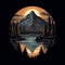 Dark Reflections: A Detailed Mountain Landscape Logo