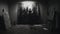 Dark Romanticism: A Captivating Silhouette Painting In A Black And White Room