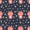 Dark seamless pattern with devils and spots. Perfect for T-shirt, textile and prints. Hand drawn vector illustration