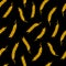 Dark Seamless pattern. Simple vector ears of wheat on black back