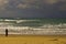 Dark seascape just before a hard rain, in the east of the Mediterranean Sea, Israel