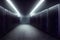 Dark server room data center storage interior Ai Generative rendering.