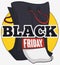 Dark Shopping Bag with Loose-leaf Calendar for Black Friday, Vector Illustration