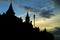 Dark silhouette of buildings in Karlovy Vary