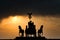 Dark silhouette impression at sunset of the Quadriga of the Brandenburg Gate in Berlin, Germany