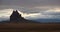 Dark silhouette of Shiprock