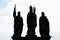 Dark Silhouette Statues of Saints Norbert of Xanten, Wenceslas & Sigismund - Prague