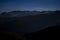 Dark silhouettes of the Tatra Mountains from the Mount Brestova