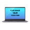Dark silver unbranded laptop. Front view photorealistic vector mockup