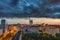 Dark sky at sunset over downtown Berlin