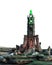 Dark stone tower with green magic light, 3D rendering, 3D illustration