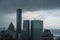 Dark storm clouds gathered over Trump World Tower during a storm