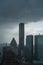 Dark storm clouds gathered over Trump World Tower during a storm