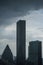 Dark storm clouds gathered over Trump World Tower during a storm