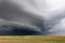 Dark storm clouds over a field in Montana