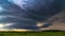 Dark storm clouds, supercell storm in Lithuania, Europe, climate change concept